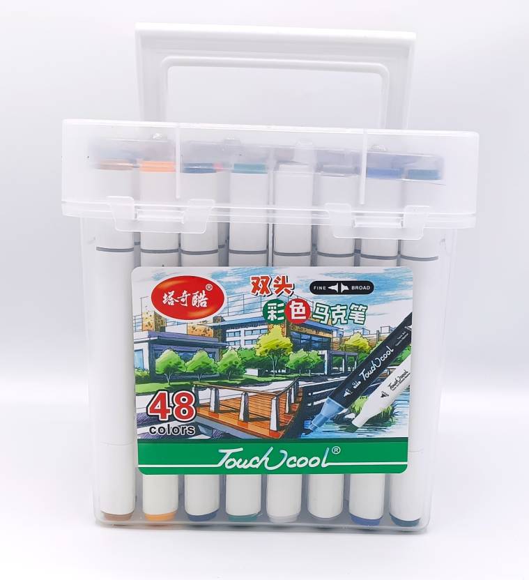 Dual Tip Marker Paint Pen Fine & Chisel Tip Pen For Ceramic Wood Glass Stone (Set of 48, Multicolor)