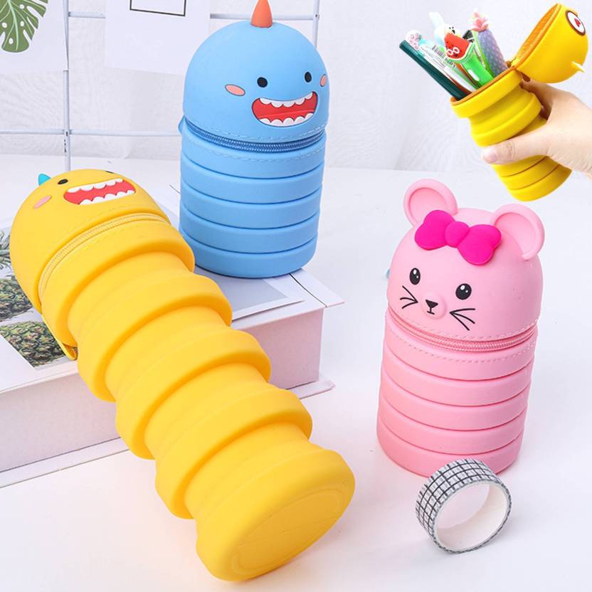 Spot HUNT Silicone Pencil Case for Kids - Pencil Pouch, Premium Animal Design Pencil Box silicone Art Plastic Pencil Box (Set of 1, Multicolor)