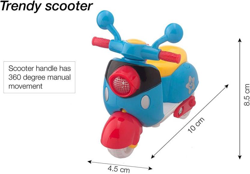 Pack of 2 Friction Vehicle Toys for Toddlers, Boys, Girls, Baby Toys Birthday Gift for 3,4,5,6,7 Year old kids ( Push & Go Green-Mini Monster Truck AND Press & Mini Scootrer Toy) (set of 2 toys) (Green,Blue, Pack of: 2)