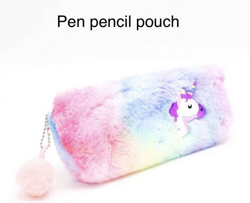 Combo-4Pcs Unicorn Fur Diary, Coin pouch, Pen and Pencil School Stationery set A6 Diary Ruled 80 Pages  (Multicolor, Pack of 4)