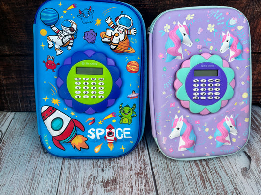 Big Size 3D Cover Large Capacity Calculator Pencil Case Compass with Compartments, Premium Stylish Pen Holder, School Organizer for Students Kids, Stationery pouch for Kids