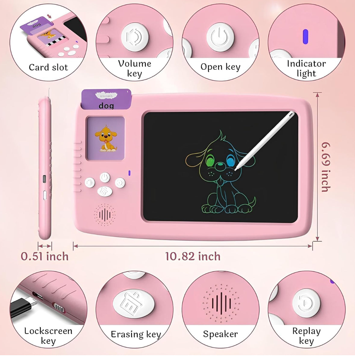 Spot hunt Talking Flash Cards with LCD Writing Tablet 2 in 1, Montessori Speech Therapy , Sensory Toys for 1-14 Year Olds Boys and Girls