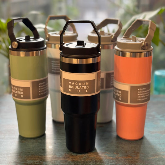 Spot Hunt Stainless Steel Vacuum Tumbler with Handle, 2-in-1 Lid, Straw, Insulated Hot Cold Water Bottle, Leak Proof