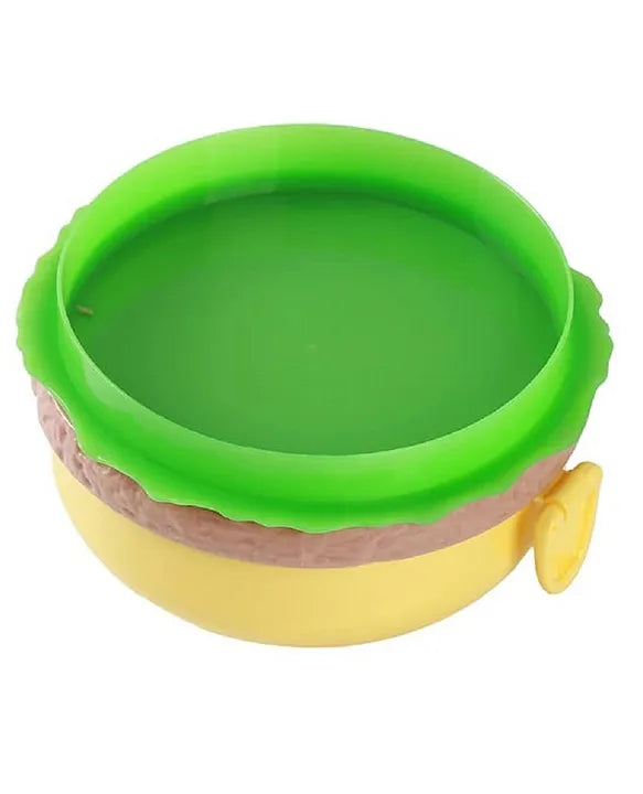 2 layer Burger Shape Lunch Box With Spoon and Fork (Color May Vary)