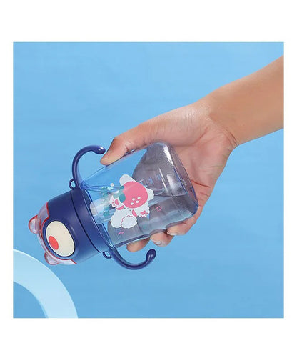BPA Free Water Bottle Sipper for Kids with Straw Handle & Adjustable Strap Tumbler Indigo Blue - 450 ml