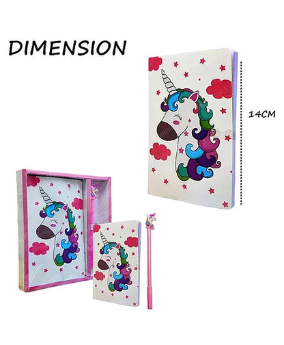 Unicorn Theme Diary with Gel Pen White