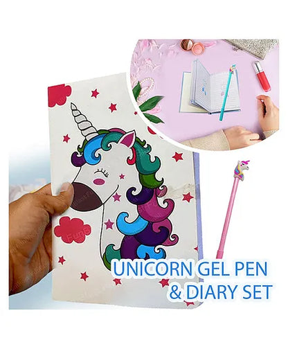 Unicorn Theme Diary with Gel Pen White