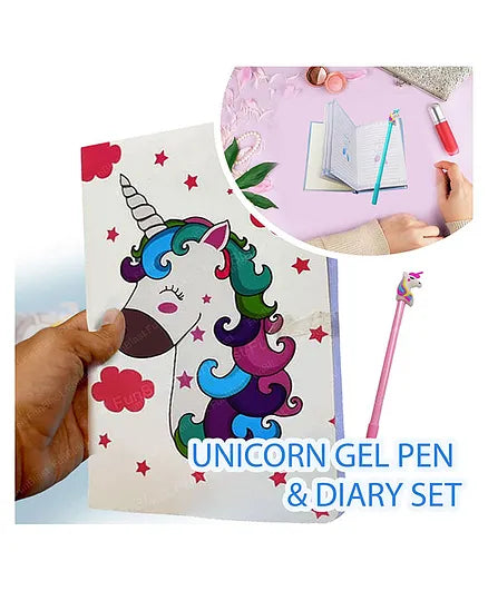 Unicorn Theme Diary with Gel Pen White