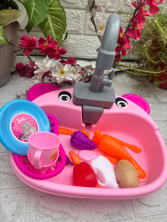 SPOT HUNT Kitchen Toy Sink Electronic Dishwasher Pretend Role Play Kitchen Toys Set with Working Faucet and Dishes Playset for Girls