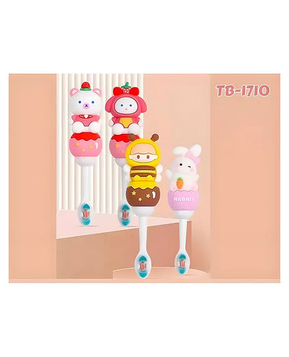 Toothbrush For Baby And Kids Cute Kawaii Cartoon Design Colorful Soft Toothbrush For Babies And Kids Extra Microfiber Soft Bristles With Silicone Grip And Spilt Bristle - (Pack of 1 Color And Design May Vary)
