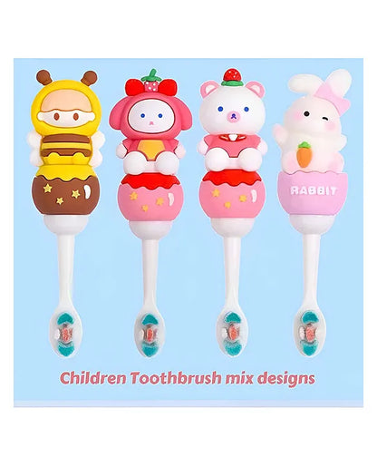 Toothbrush For Baby And Kids Cute Kawaii Cartoon Design Colorful Soft Toothbrush For Babies And Kids Extra Microfiber Soft Bristles With Silicone Grip And Spilt Bristle - (Pack of 1 Color And Design May Vary)