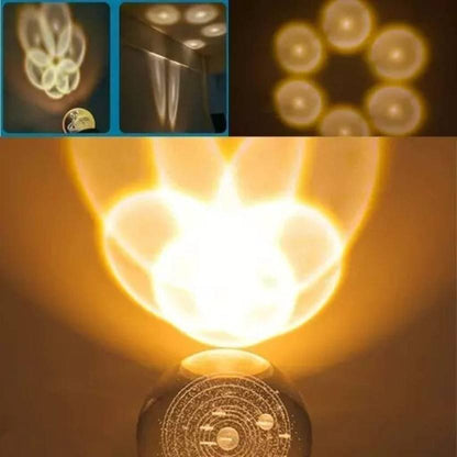 3D Galaxy Crystal Ball Night Lamp with Base for Living Room, decoration, gift Night Lamp  (12 cm, Gold)