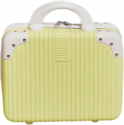 Portable Makeup Travel Briefcase, 12.6 inches, Pressure-resistant ABS, Hard shell cosmetic bag, suitable for travel, camping, women, girls, beige, stripes