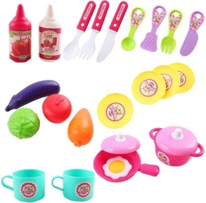 Spot Hunt 2 in1 Little Chef Trolley Kitchen Play Toy Set for Girls with Music & Light for Kids, Pink