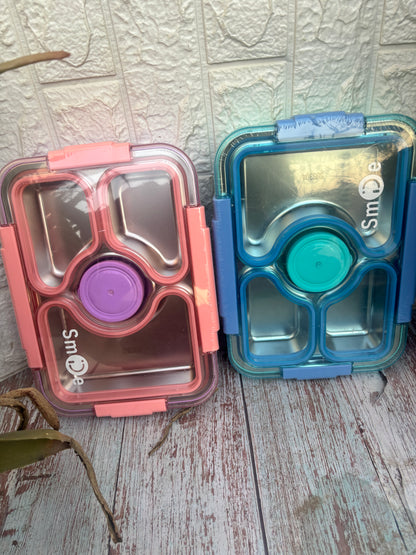 4 compartment with lid bowl Lunch Box for Kids and adults with Spoon & Fork - Durable Perfect Size for On-The-Go Meal,BPA-Free and Food 4 Compartment Stainless Steel