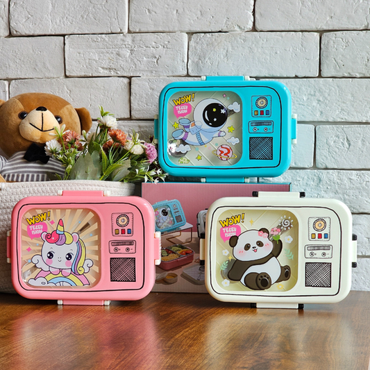 Steel Lunch Box | 4 compartments - Food Container with Spoon | Leakage Proof