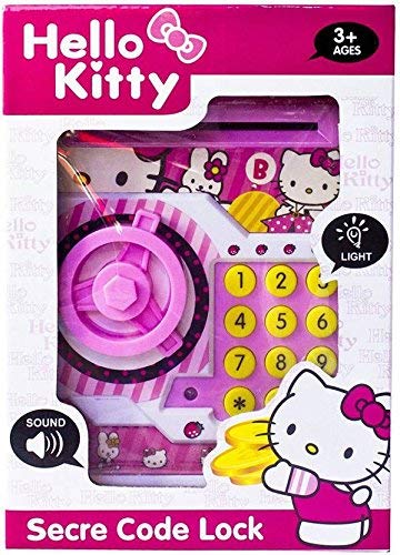 Spot HUNT Battery Operated Mini ATM Safe Kids Piggy Saving ATM Bank with Electronic Lock Coin Bank Cash Deposit ATM Cartoon Hello Kitty for Kids