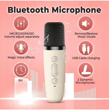 Spot Hunt Speaker Machine Bluetooth-Compatible Wireless Karaoke Mic Speaker Multi-Compatibility Modes, RGB Lights | Party POP Bluetooth Speaker with Mic (Beige)