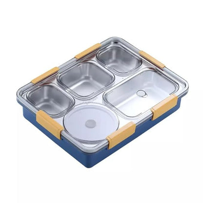 Insulated Lunch Box - Stainless Steel Vaccum Tiffin Box For Boys/Girls/School/Office (5 Compartment Box) - Multicolor