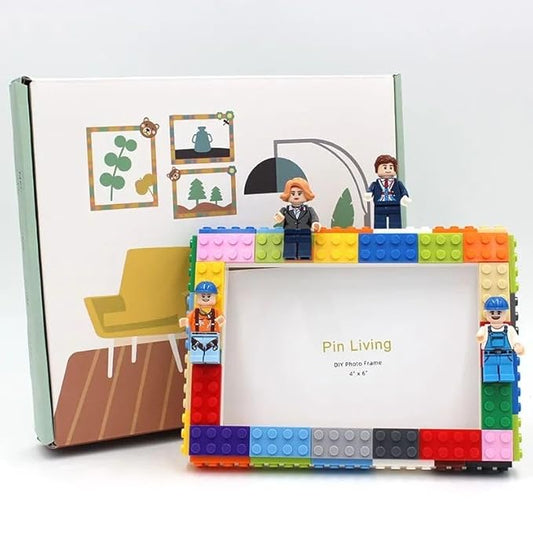 Spot Hunt Lego photo frame , Building Blocks Photo Frame with figures and blocks best for gifting and more (5 X 7) inches