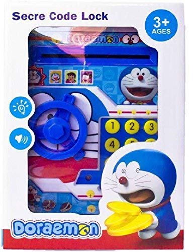 Mini ATM Safe and Kids Piggy Bank with Electronic Passcode Doraemon Style(Assorted Color)