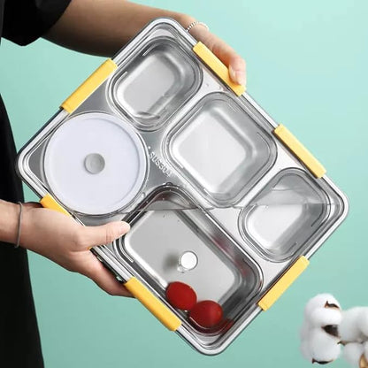 Insulated Lunch Box - Stainless Steel Vaccum Tiffin Box For Boys/Girls/School/Office (5 Compartment Box) - Multicolor