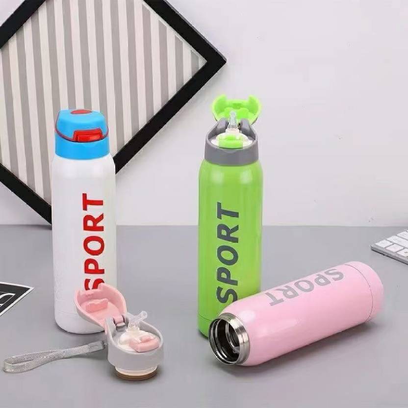 Stainless Steel Insulated Push Button hot & Cold Flick top Bottle 550 ml Bottle  (Pack of 1, Multicolor, Steel)