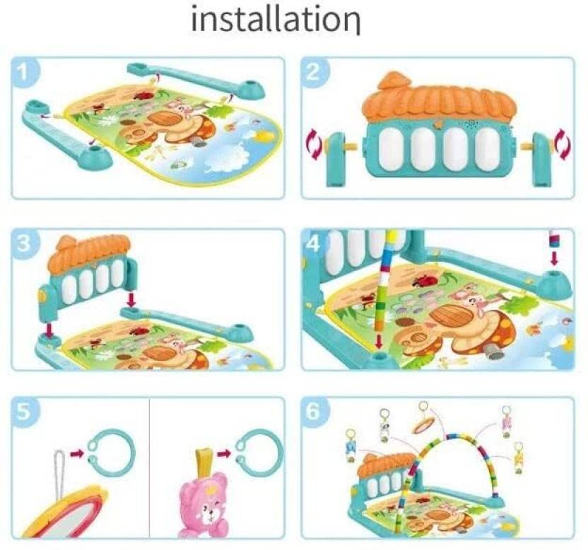 Spothunts Kick and Play Musical Keyboard Mat Piano Baby Gym Fitness Rack Baby Play Mat Gym  (Multicolor)