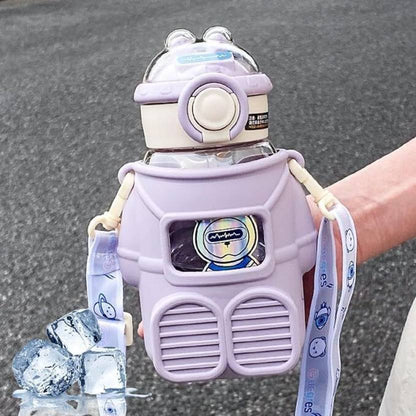 Start Space Rabbit Water Bottle with Adjustable Strap 600 ml Bottle  (Pack of 1, Purple, Plastic)