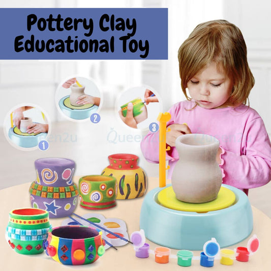 Amazing Educational Pottery Wheel KIT Game Set for Kids. | with Clay Pot Making Machine, Colors and Stencils. | Creative Toy and Make Unique Figures. | Best Craft Game