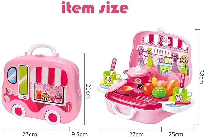 Smart Portable Cooking Kitchen Play Toy Set Pretend Play Food Party Role Toy Ideal for Playing Boys and Girls (29Pcs, Pink)