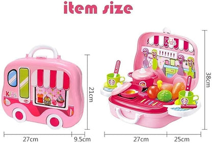 Smart Portable Cooking Kitchen Play Toy Set Pretend Play Food Party Role Toy Ideal for Playing Boys and Girls (29Pcs, Pink)