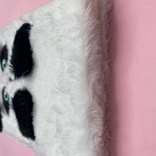Plush Notebook, Faux Fur Notebook for Kids, Panda Pattern Diary Journal Hardcover Notebook Writing Pad School Stationery White