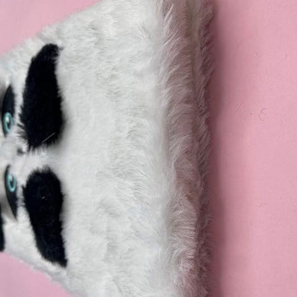 Plush Notebook, Faux Fur Notebook for Kids, Panda Pattern Diary Journal Hardcover Notebook Writing Pad School Stationery White