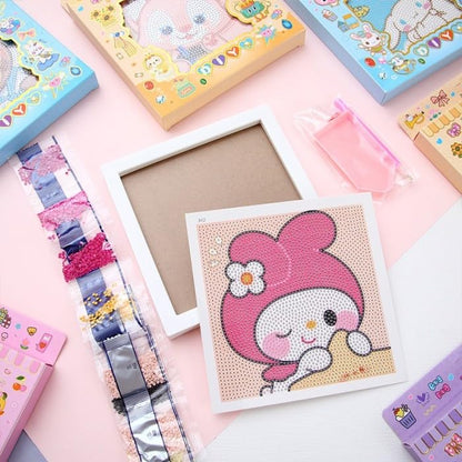 Spot Hunt Pack of 2 Sets of 5D DIY Diamond Painting with Wooden Frame Diamond Arts and Crafts for Kids Unicorn Diamond Painting Art Kits for Children Unicorn Arts and Crafts for Kids