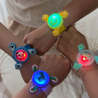 Spot Hunt 2Pc Fidget Spinner Wrist Band for Kids with LED Light Up Silicone Strap - Cartoon Bracelet Wristband Birthday Return Gift for Boys & Girls