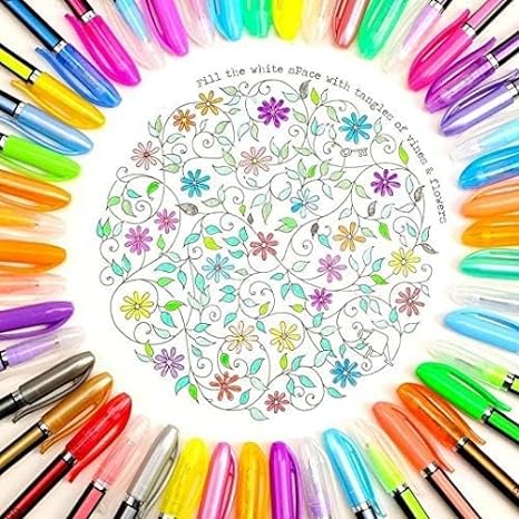 Gel Pens Set, 1.0mm, Multicolor Gel Pens, Glitter Color Gel Pen (Pack of 60, Multicolor)