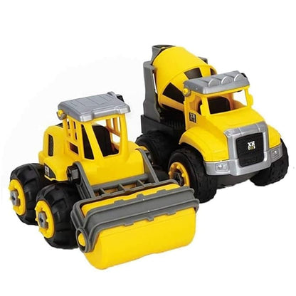 Construction DIY with Working Drill Machine Pretend Play Toy Trucks Play Set Building Vehicles Set for Kids, Boys and Girls -Yellow Color