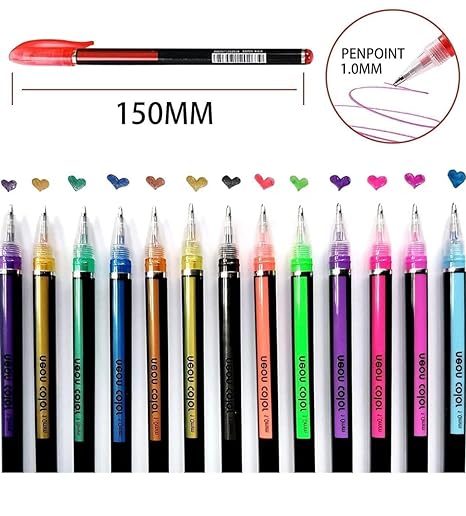 Gel Pens Set, 1.0mm, Multicolor Gel Pens, Glitter Color Gel Pen (Pack of 60, Multicolor)