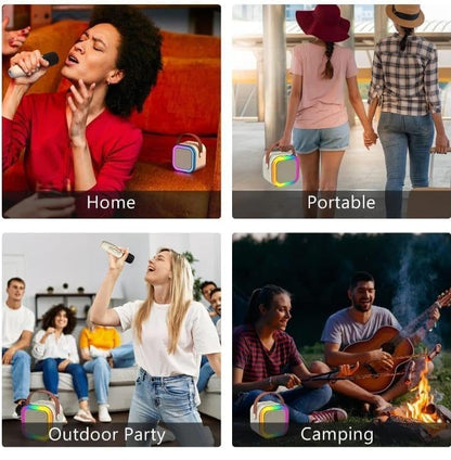 Spot Hunt Speaker Machine Bluetooth-Compatible Wireless Karaoke Mic Speaker Multi-Compatibility Modes, RGB Lights | Party POP Bluetooth Speaker with Mic (Beige)