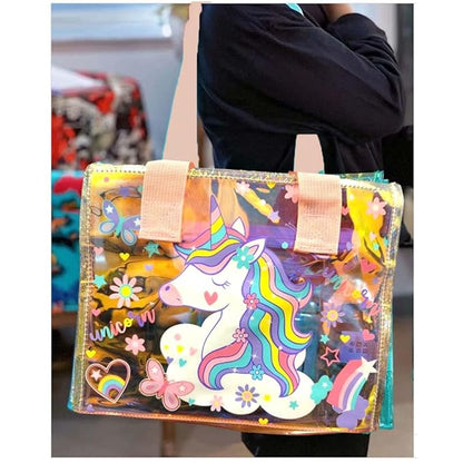 Spot Hunt Tote Bags for Girls Holographic Semi Transparent Bag for Kids, Handbag for Kids, Handbag for Women, Holographic Handbag, Transparent Bag, Shoulder Bag for Kids