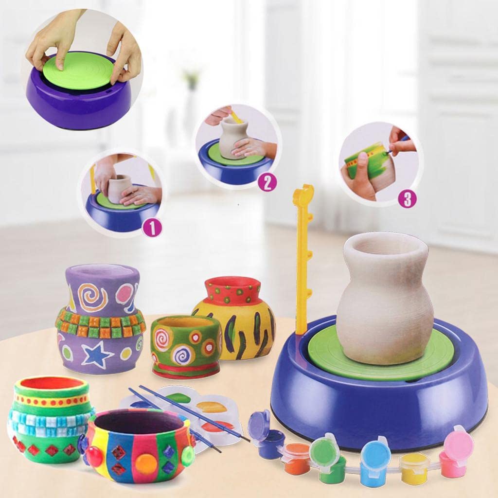 Amazing Educational Pottery Wheel KIT Game Set for Kids. | with Clay Pot Making Machine, Colors and Stencils. | Creative Toy and Make Unique Figures. | Best Craft Game