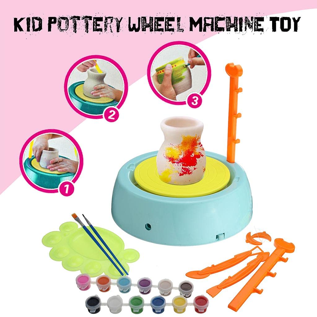 Amazing Educational Pottery Wheel KIT Game Set for Kids. | with Clay Pot Making Machine, Colors and Stencils. | Creative Toy and Make Unique Figures. | Best Craft Game