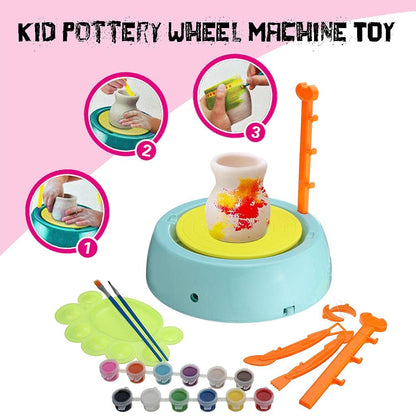 Amazing Educational Pottery Wheel KIT Game Set for Kids. | with Clay Pot Making Machine, Colors and Stencils. | Creative Toy and Make Unique Figures. | Best Craft Game