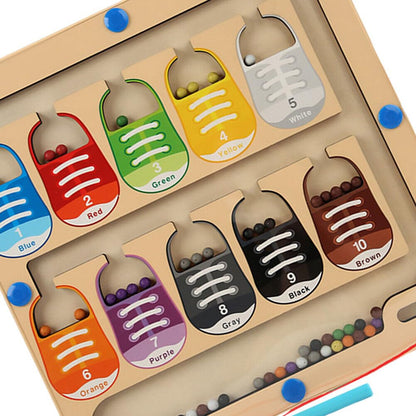 Magnetic Color and Number Maze Board Puzzle Counting, Matching and Fine Motor Skills Activity Toy for Toddlers (Colourful Shoes)