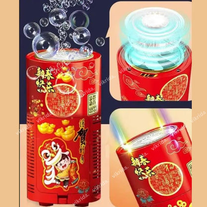 Fireworks Bubble Maker Machine with Light & Music - 1 Bubble Solution Bottle - for Indoor Outdoor Birthday Party Celebration