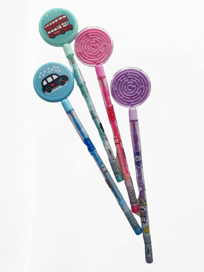 Non Sharpening Pin to Pen Fancy Pencils with Puzzle for School Kids(Set of 4)