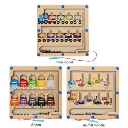 Magnetic Color and Number Maze Board Puzzle Counting, Matching and Fine Motor Skills Activity Toy for Toddlers (Colourful Shoes)