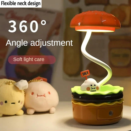 Spot Hunt Creative Hamburger Table Lamp with Pencil Sharpener Burger Design 360° Flexible Neck Study Desk Lamp USB Rechargeable Small LED Night Light for Kids & Adults Room, Home, Office Decoration