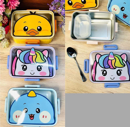 SPOTHUNT 2 Compartment Leak Proof Insulated Stainless Steel Insulated Lunch/Tiffin Boxes with Removable Inner Plate for Women Men Office, Tiffin Box, Lunch Box (Blue)